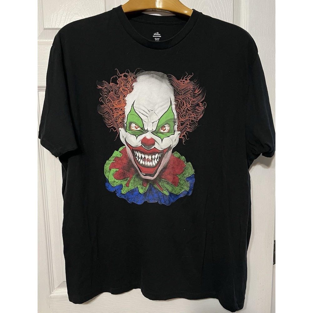 Scary Clown (IT) T-Shirt Black Haunted Creepy Horror Tee‎ Adult Size 2XL